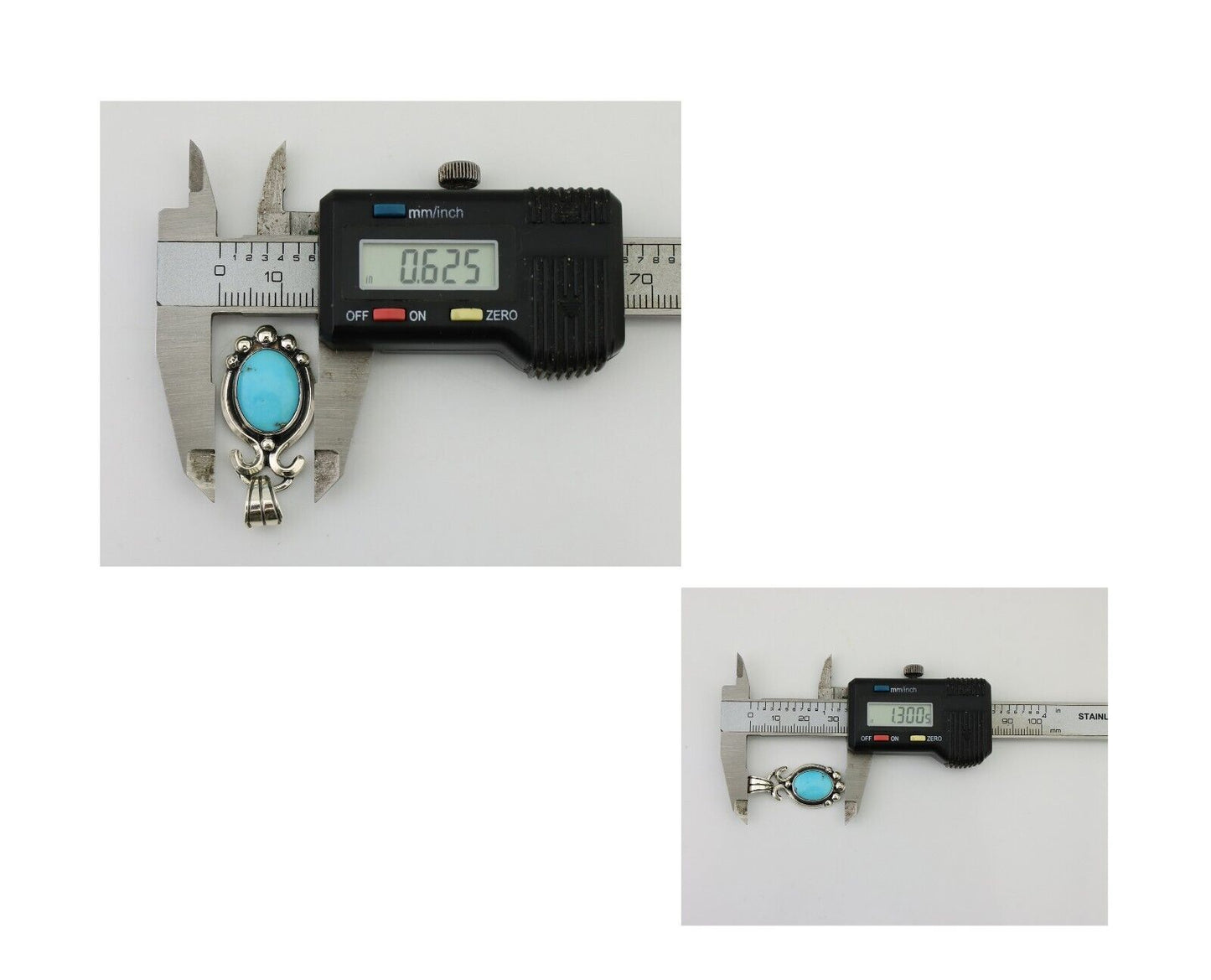 Navajo Pendant 925 Silver Natural Turquoise Artist Signed RB C.80's