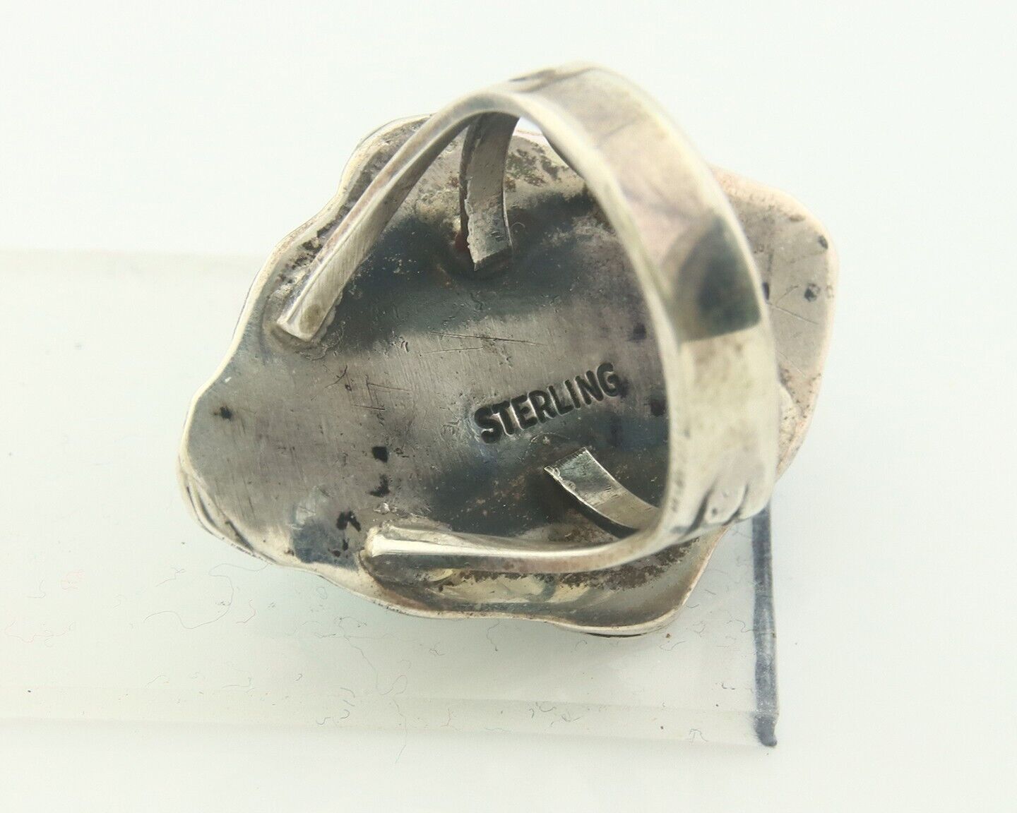 Navajo Ring 925 Sterling Natural Blue Turquoise Native Artist C.80's Size 7.25