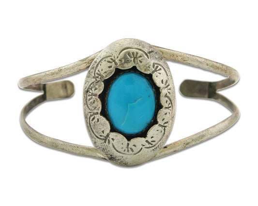 Vintage Navajo Bracelet 925 Silver Turquoise Traditional Handmade Authentic