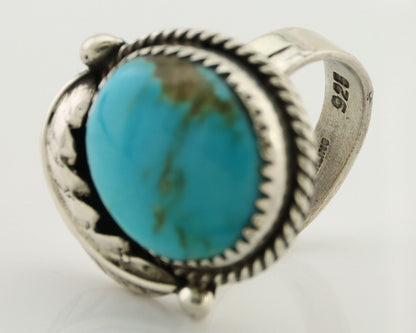 Navajo Ring 925 Silver Natural Blue Turquoise Native American Artist C.80's
