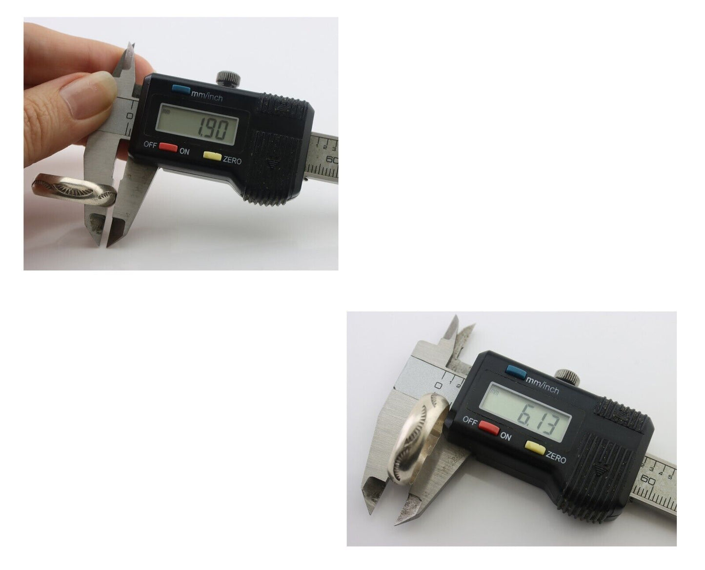 Navajo Hand Stamped Band 925 Silver 6.0 mm Signed Larry Chavez Size 10.5 C.80's