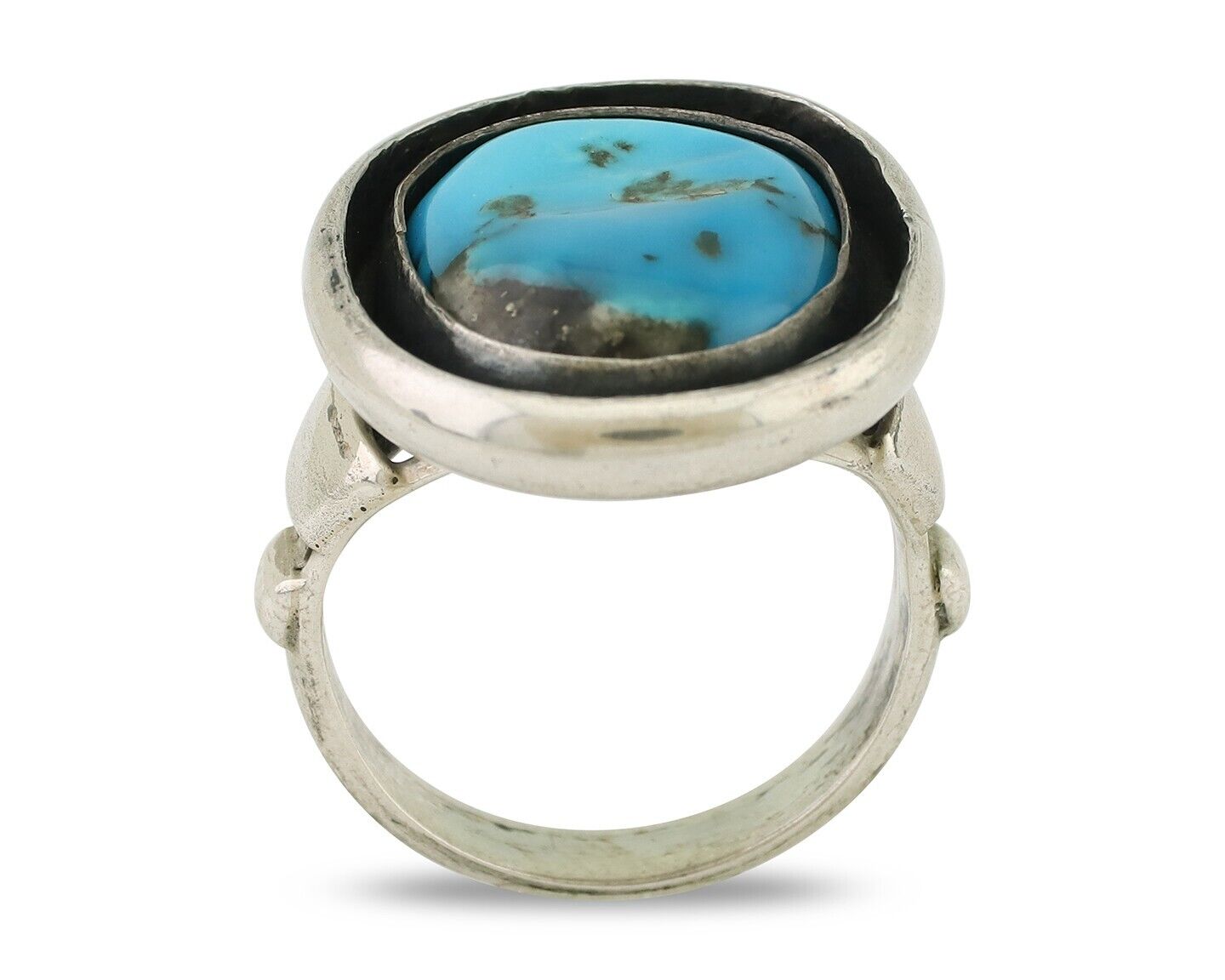 Navajo Ring 925 Silver Arizona Turquoise Signed M Montoya C.80's