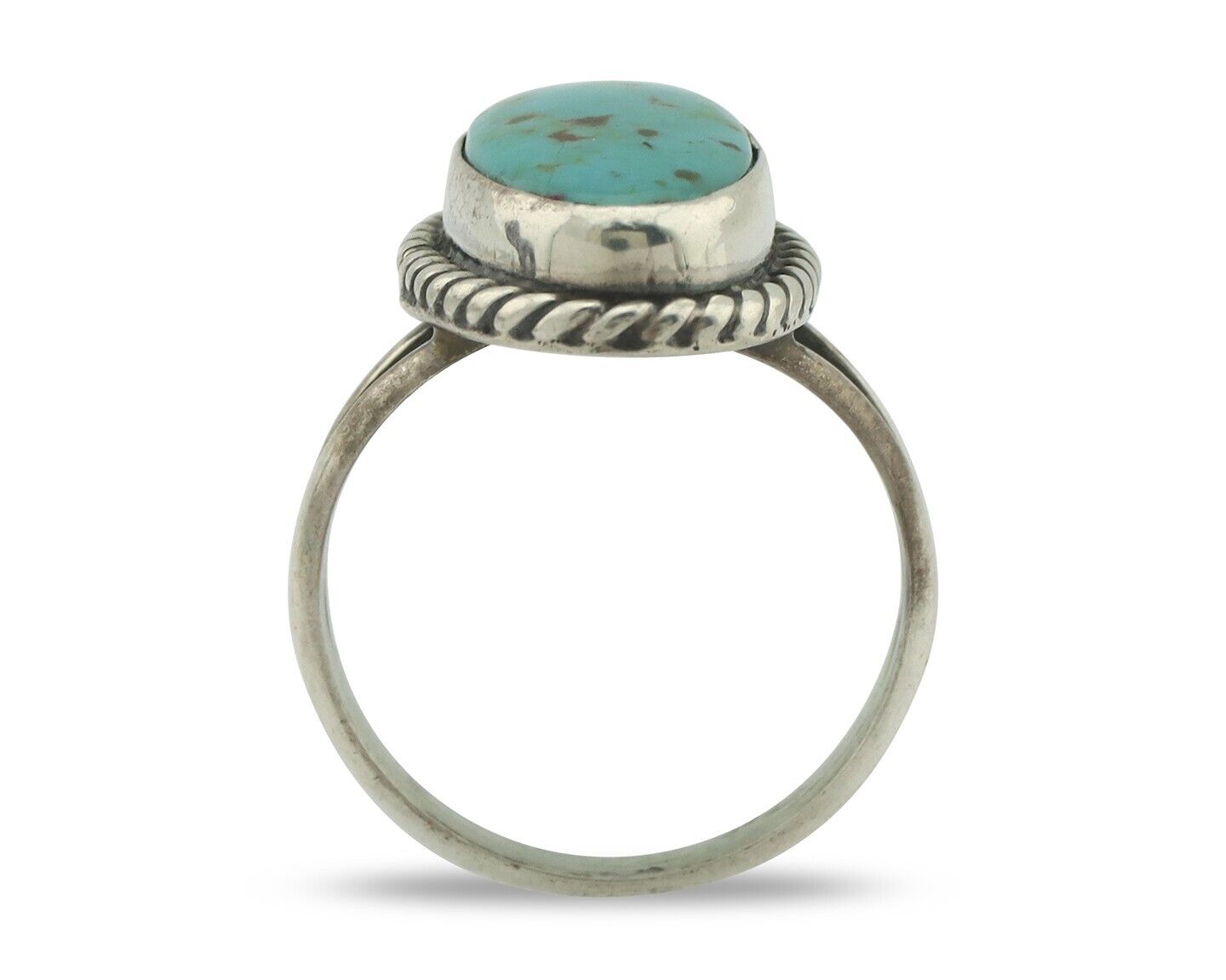 Navajo Ring 925 Silver Natural Blue Turquoise Signed M Montoya C.80's