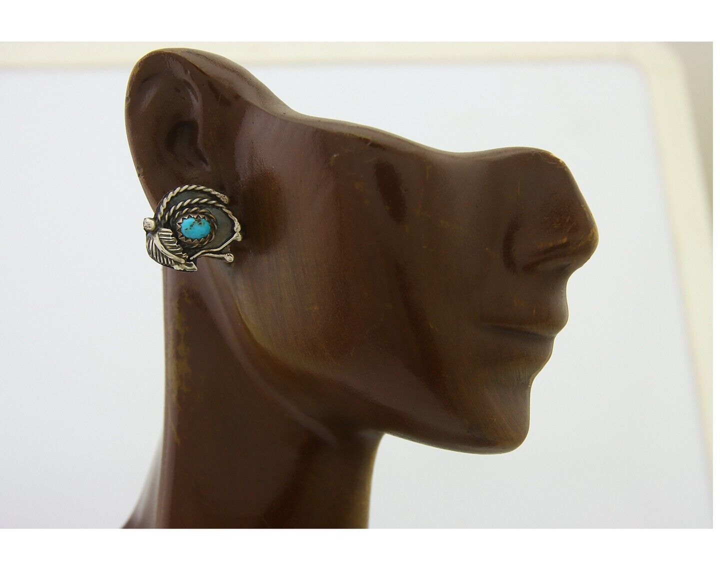 Navajo Earrings 925 Silver Natural Turquoise Artist Signed M CSC C.80's