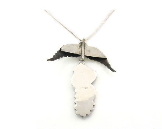 Navajo Necklace Sterling Silver Turquoise Coral Vintage Signed L Yazzie