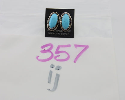 Navajo Earrings 925 Natural Blue Turquoise Native American Artist C.80's
