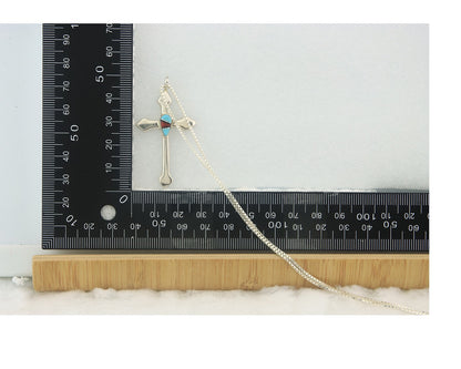 Navajo Cross Necklace Sterling Silver Authentic Natural Gemstones Signed M