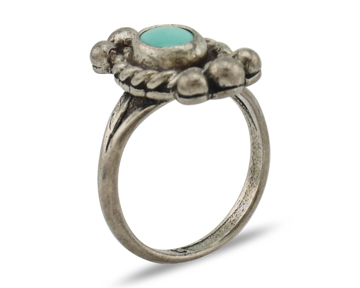Navajo Ring 925 Silver Natural Blue Turquoise Native American Artist C.1980's
