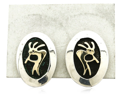 Navajo Dangle Earrings .925 Silver & 14k Solid Gold MM Rogers & DJM