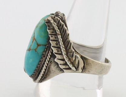 Navajo Ring 925 Silver Kingman Turquoise Native American Artist C.80's