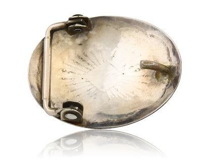 Navajo Belt Buckle 925 Sterling Silver Concho Native Artist 1.5x1.9 in C.80's