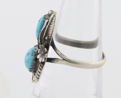 Navajo Ring 925 Silver Natural Blue Turquoise Artist Signed SC C.80's Size 5.75