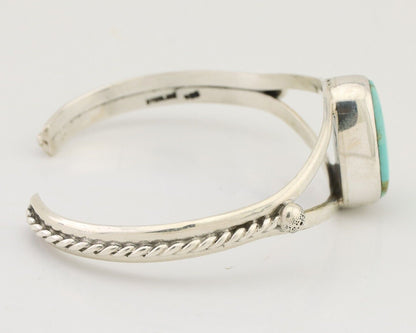 Navajo Cuff Bracelet 925 Silver Natural Blue Turquoise Artist Signed Gecko C.80s