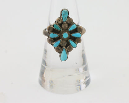 Vintage Handmade Navajo Ring Turquoise 925 Silver Size 7.25 C.80's