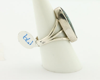 Navajo Ring 925 Silver Natural Spiderweb Turquoise Native American Artist C.80's