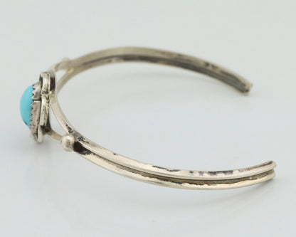 Navajo Bracelet 925 Silver Sleeping Beauty Turquoise Native American Artist C80s