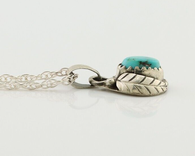 Navajo Pendant 925 Silver Natural Blue Turquoise Artist Native American C.80's