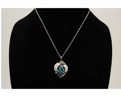 Navajo Necklace 925 Silver Natural Seafoam Turquoise Native Artist C.80's