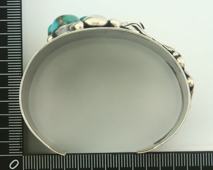 Navajo Bracelet 925 Silver Turquoise Cuff Artist Signed D C.80's