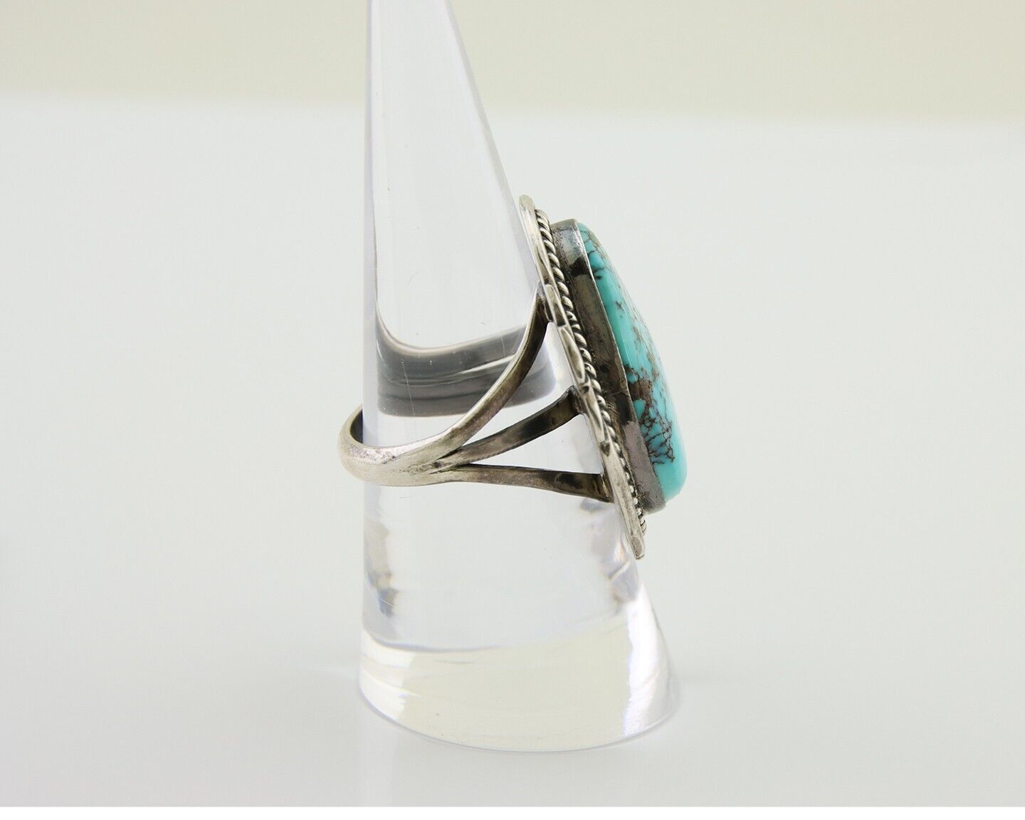 Navajo Ring 925 Silver Blue Turquoise Native American Artist C.80's