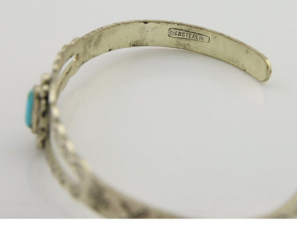 Navajo Cuff Bracelet 925 Silver Turquoise Cuff Native American Artist C.80's