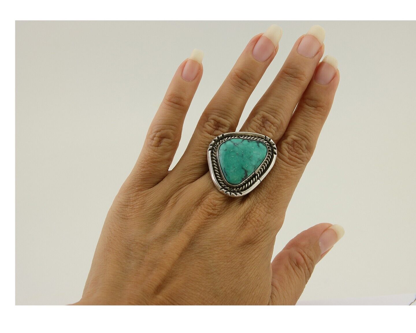 Navajo Handmade Ring 925 Silver Turquoise Native Artist C.80's