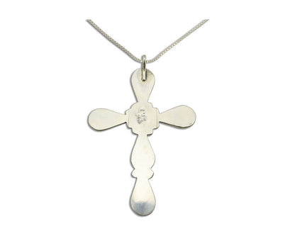 Zuni Cross Pendant 925 Silver Natural Gemstone Zeno & Maryann Edaaki C.80's
