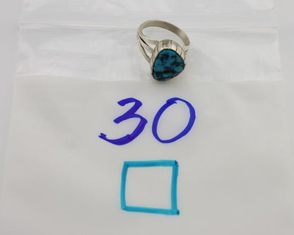 Navajo Ring 925 Silver Sleeping Beauty Turquoise Artist Signed SS C.80's