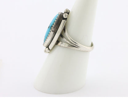 Navajo Ring .925 Silver Sleeping Beauty Turquoise Signed SkyStone Creations C80s