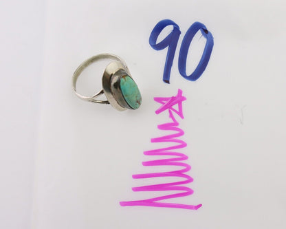 Navajo Ring 925 Silver Kingman Turquoise Artist Signed Kachina C.80's