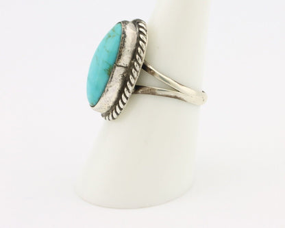 Navajo Ring 925 Silver Natural Kingman Turquoise Signed M Montoya C.80's