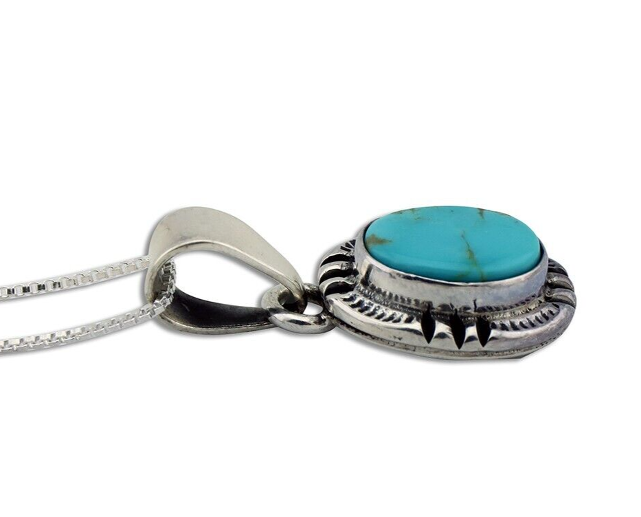 Navajo Necklace 925 Silver Arizona Turquoise Handmade Signed Gecko C.90's