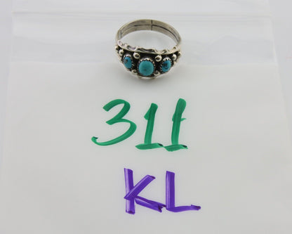 Navajo Ring 925 Silver Natural Blue Turquoise Native Artist Signed SC C.80's