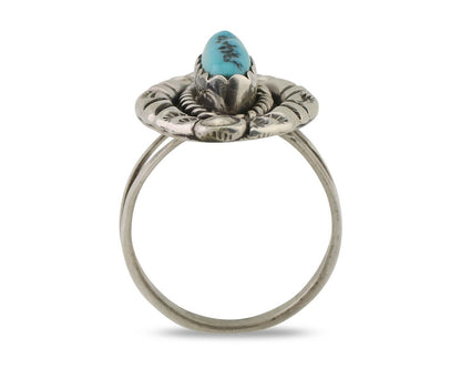 Navajo Ring 925 Silver Sleeping Beauty Turquoise Signed V & N EDSITTY C.80's