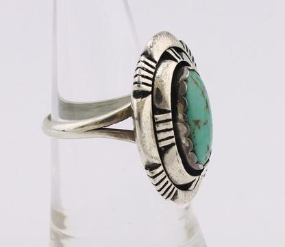 Navajo Ring 925 Silver Turquoise Artist Signed Leonard & Marian Nez C.80's