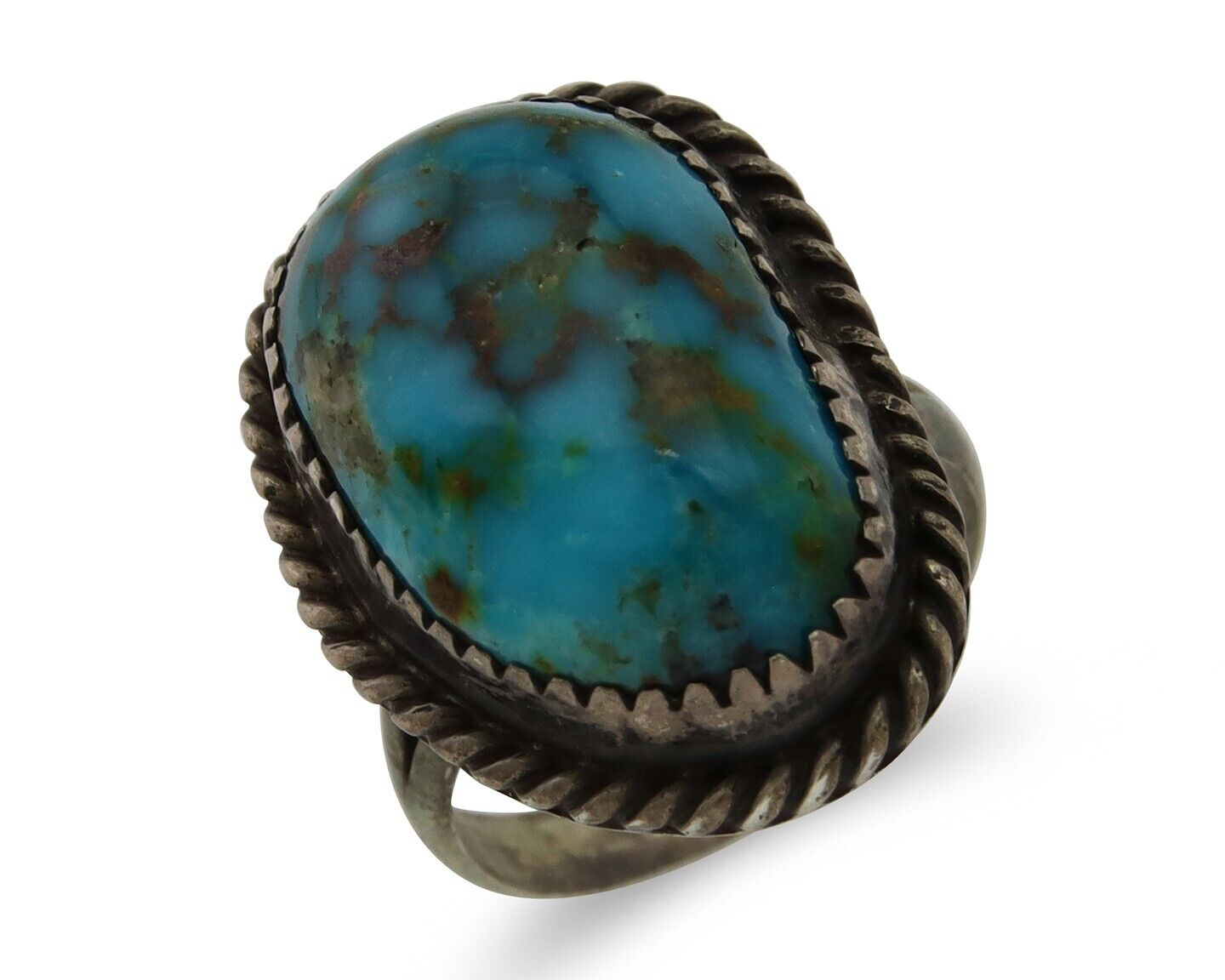 Navajo Ring 925 Silver Blue Turquoise Native American Artist C.80's