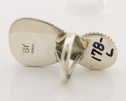 Navajo Handmade Ring 925 Silver Natural Tuquoise Artist Signed B Yazzie C.80's