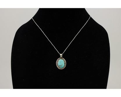 Navajo Necklace 925 Silver Natural Blue Turquoise Signed Anna Begay C.90's