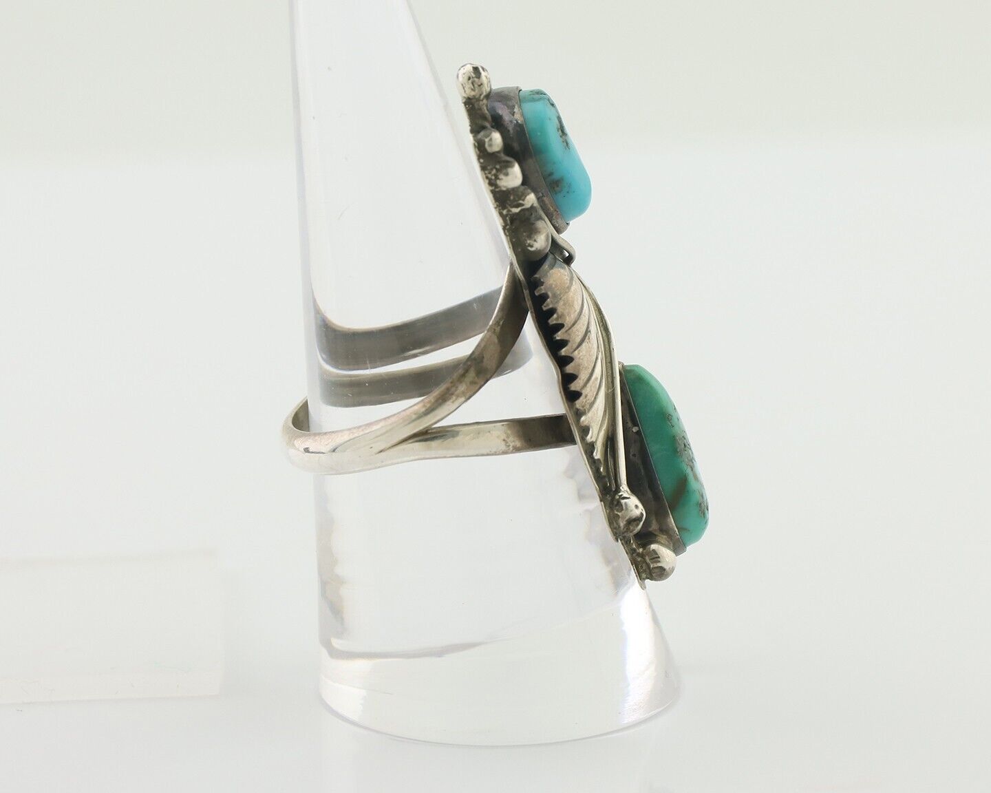 Navajo Ring 925 Silver Sleeping Beauty Turquoise Native American Artist C.80's