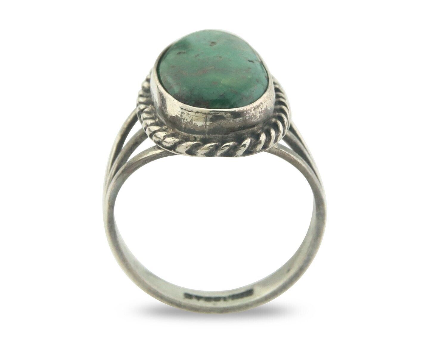 Navajo Ring 925 Sterling Turquoise Handmade Native Artist C.80's Size 6.25