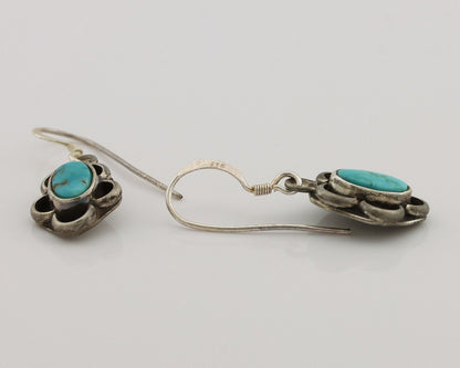 Navajo Earrings 925 Silver Natural Blue Turquoise Native American Artist C.80s