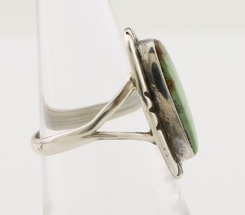 Navajo Handmade Ring 925 Silver Green Turquoise Artist Signed Kachina C.80's