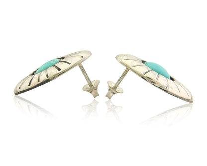 Navajo Earrings 925 Silver Natural Turquoise Native American Artist C.80's