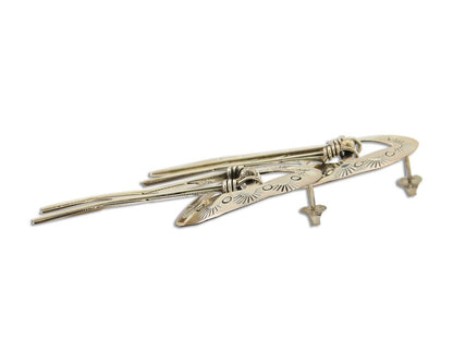 Navajo Feather Earrings 925 Silver Dangle Artist Signed DISHTA C.80's