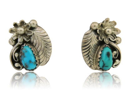Navajo Dangle Earrings 925 Silver Natural Turquoise Native American Artist C80s