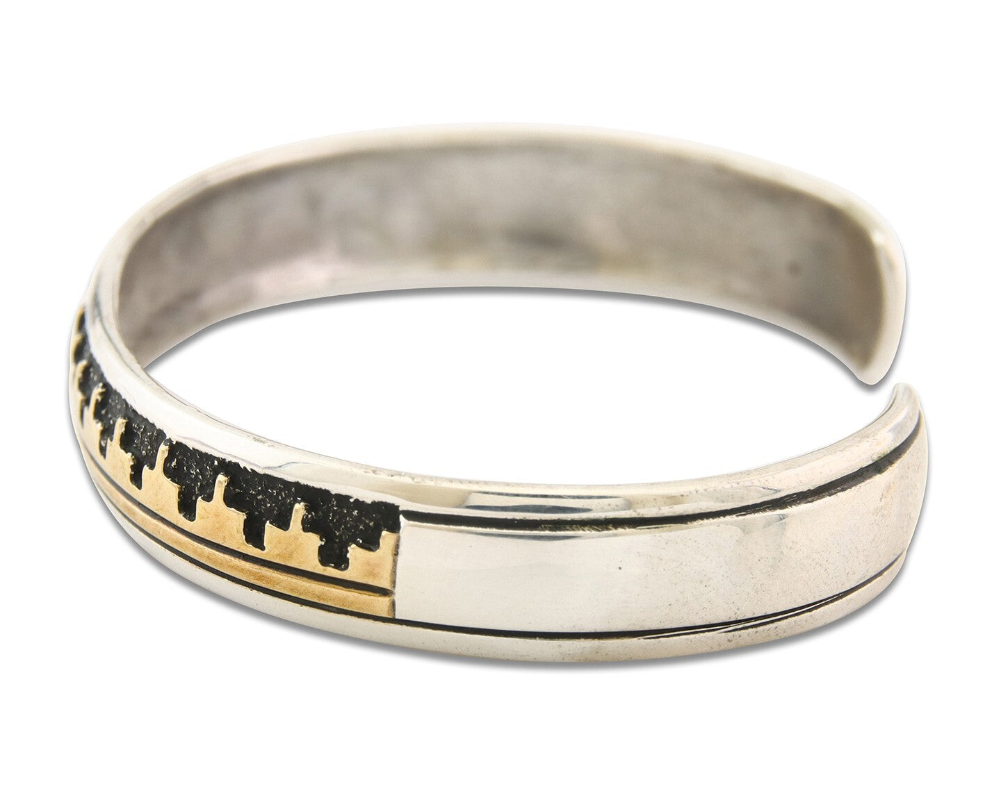 Navajo Bracelet 925 Silver & 12k Yellow Gold Filled Signed Thomas Singer C.80's