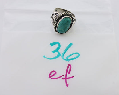 Navajo Ring 925 Silver Natural Turquoise Signed M Montoya Size 8.25 C.80's