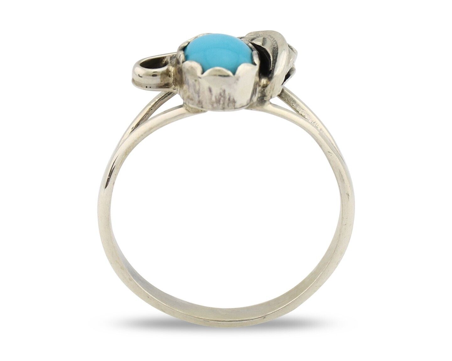 Navajo Ring .925 Silver Sleeping Beauty Turquoise Native American Artist C.80's