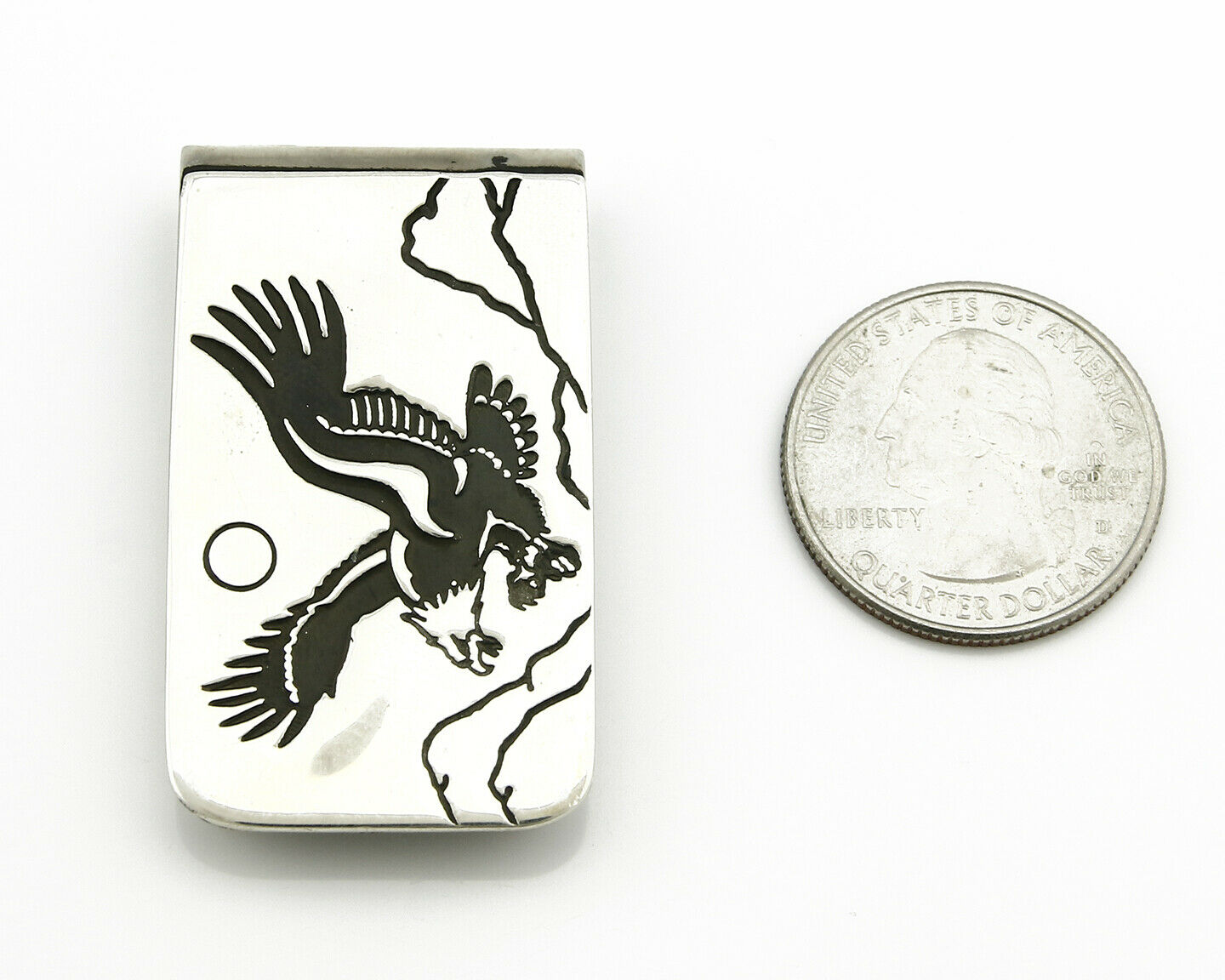 Navajo Money Clip .925 Silver & Nickle Hand Stamped Artist Native C.80-90's