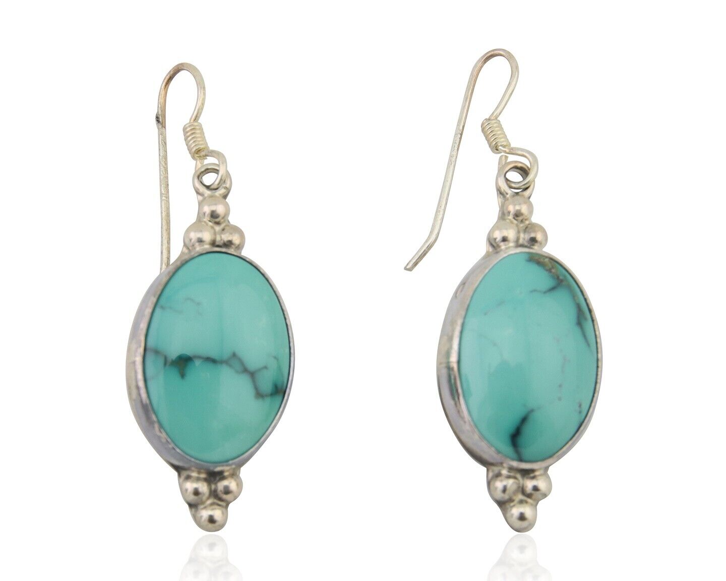 Navajo Dangle Earrings 925 Natural Turquoise Native Inca Mfg C.80's